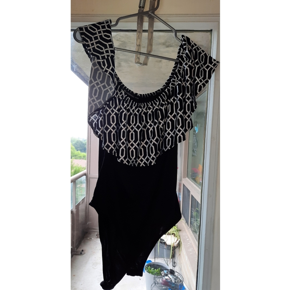 Black and White  Plus Size Body suit